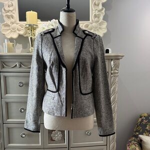 WHBM Size 8 Gray Jacket with Black Trim